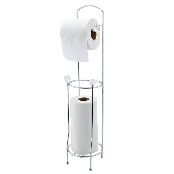 Bath Bliss Freestanding Crystal Design Toilet Paper Dispenser and Holder