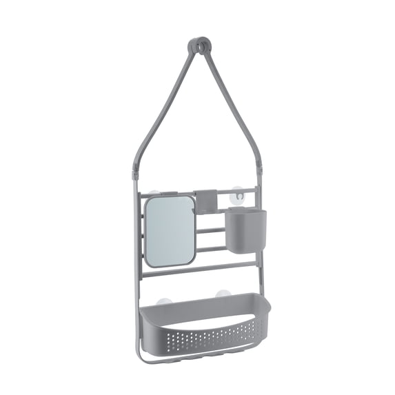Bath Bliss Deluxe Flex 1 Shelf Plastic Adjustable Shower Caddy, Gray