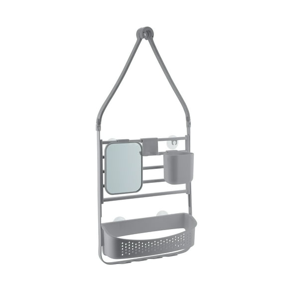 Bath Bliss Deluxe Flex 1 Shelf Plastic Adjustable Shower Caddy, Gray