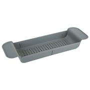 Bath Bliss Expandable 1-Shelf Non-Slip Plastic Bathtub Caddy, Gray
