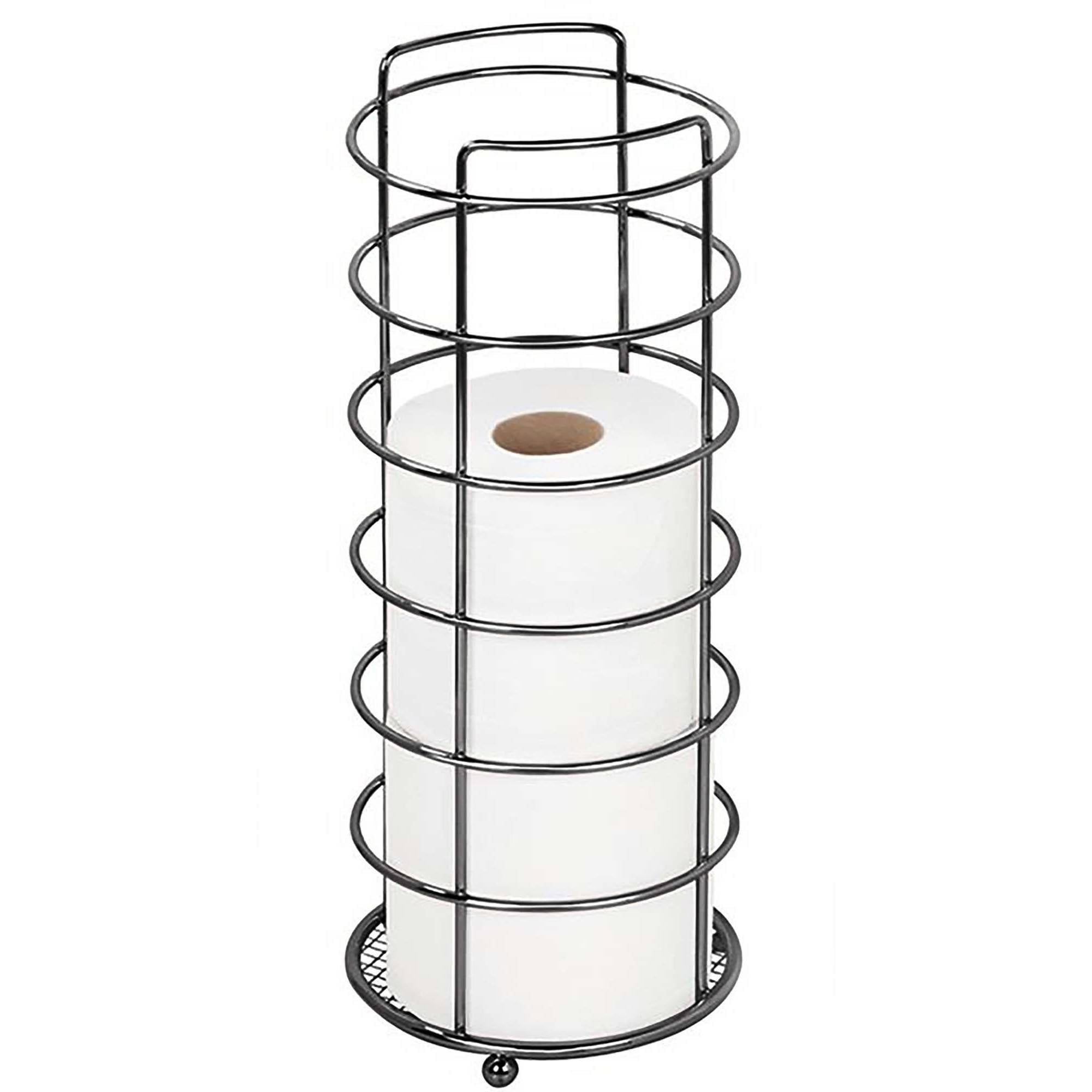 Black Onyx Metal Freestanding Toilet Paper Holder with Storage
