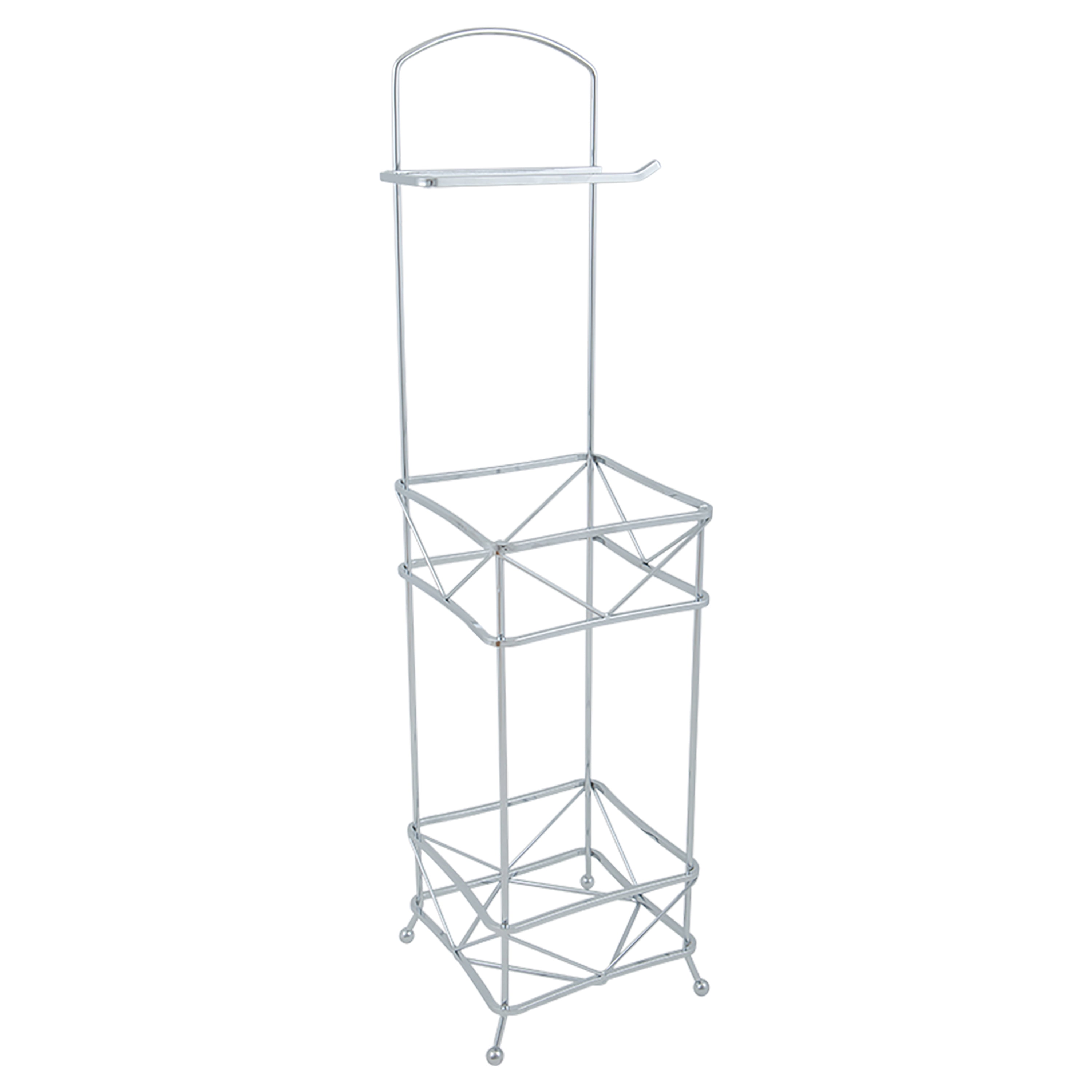 Chrome Free Standing Toilet Paper Holder with Reserve Storage