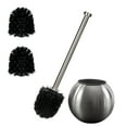 thumbnail image 1 of Bath Bliss Globe Design Toilet Brush and Holder 2 Pack Replacement Brushes in Stainless Steel, 1 of 4