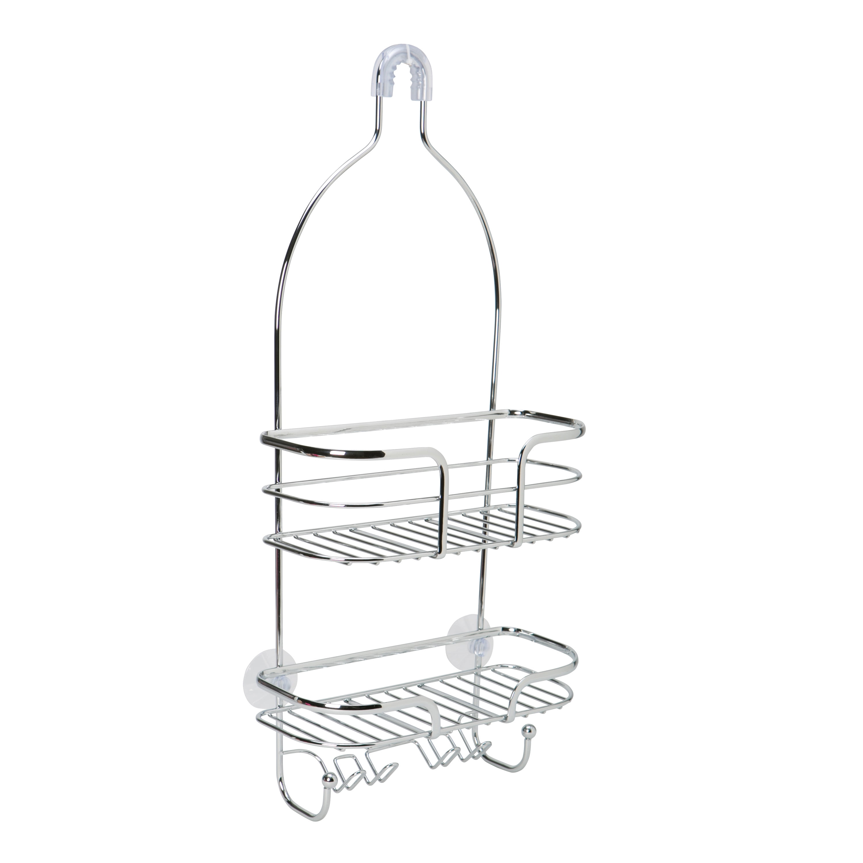Chrome Silver Metal Suction Mount Shower Caddy
