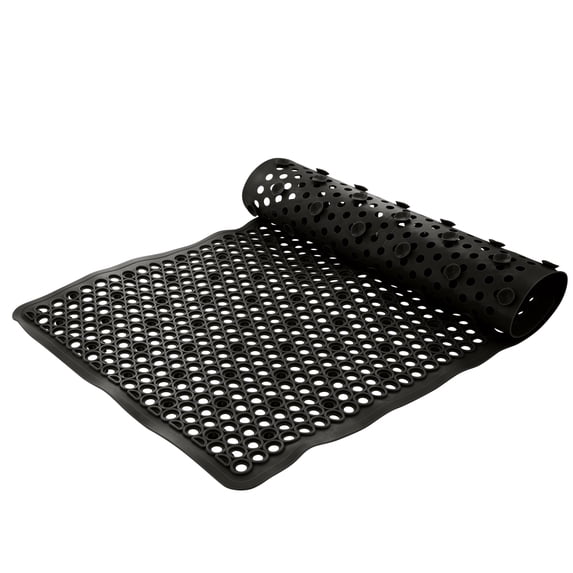 Bath Bliss Matte Black PVC Bath Rug, 1.33' x 2.35', Self-Draining