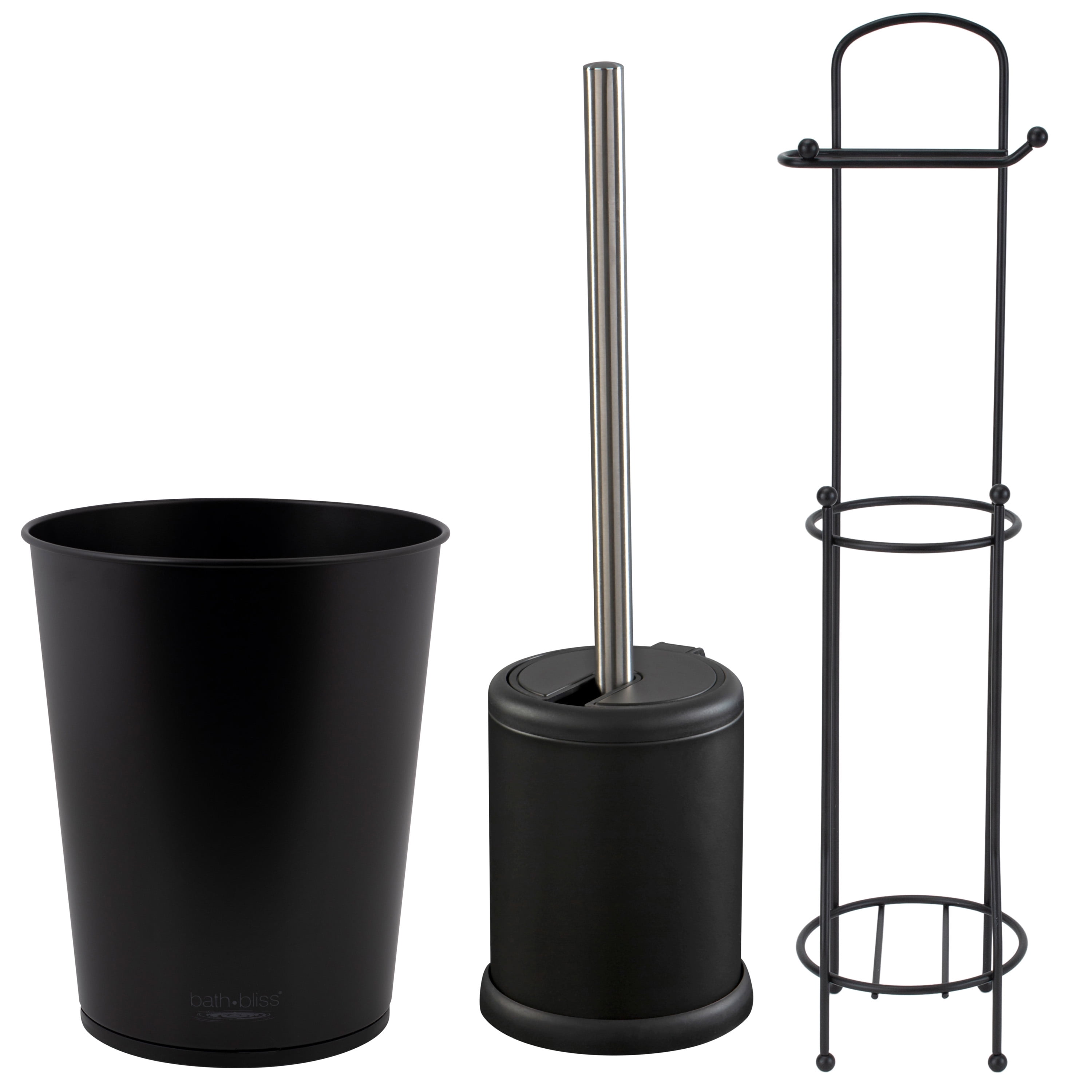 Bath Bliss Plastic and Iron Bathroom Accessory Set in Matte Black