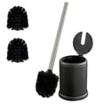thumbnail image 1 of Bath Bliss Self Closing Lid Toilet Brush and Holder 2 Pack Replacement Brushes in Matte Black, 1 of 4