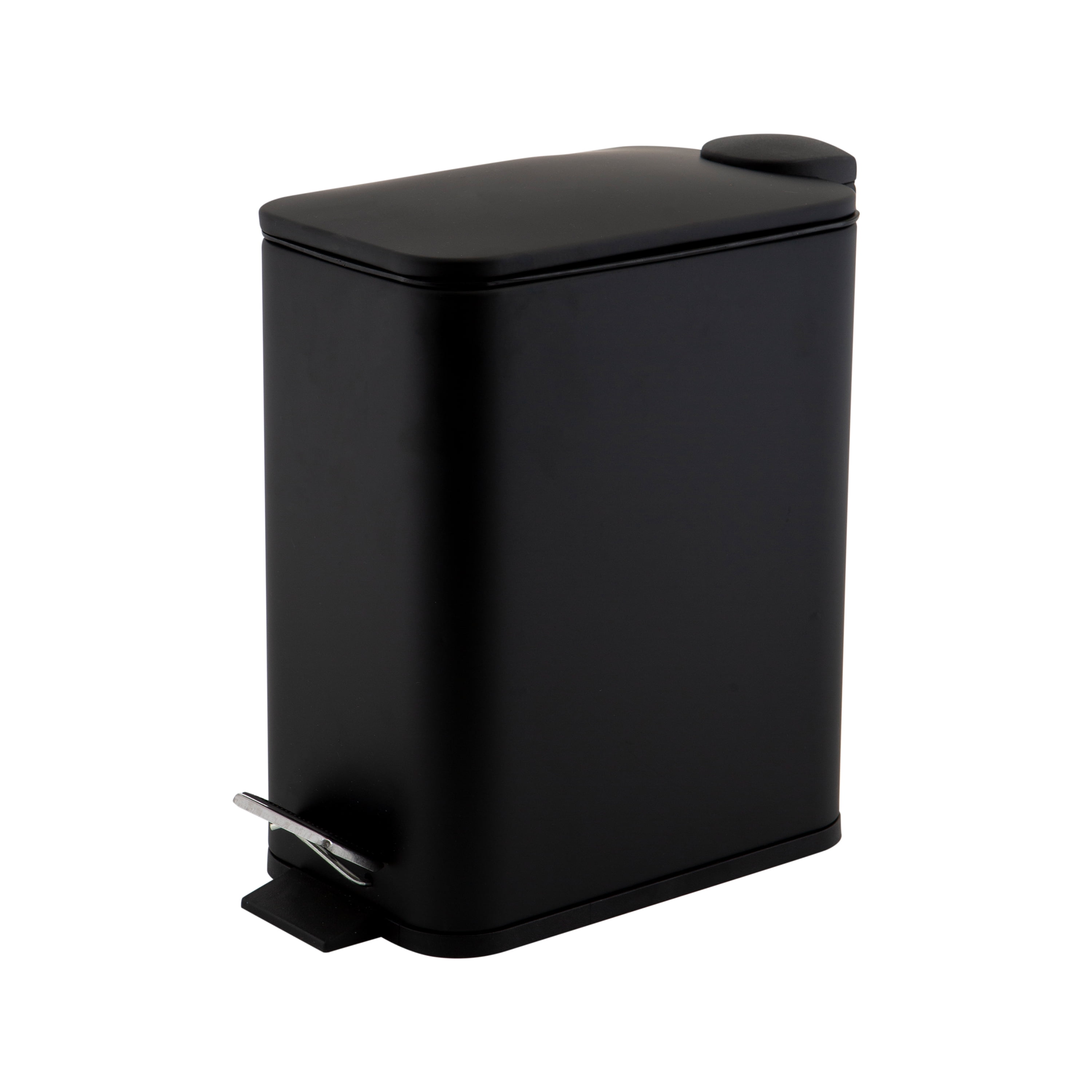 Small Bathroom Trash Can with Lid Soft Close in Matt Black