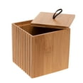 thumbnail image 1 of Bath Bliss Small Square Oslo Bamboo Storage Jar with Loop Pull Lid, Makeup Organizer, 1 of 9