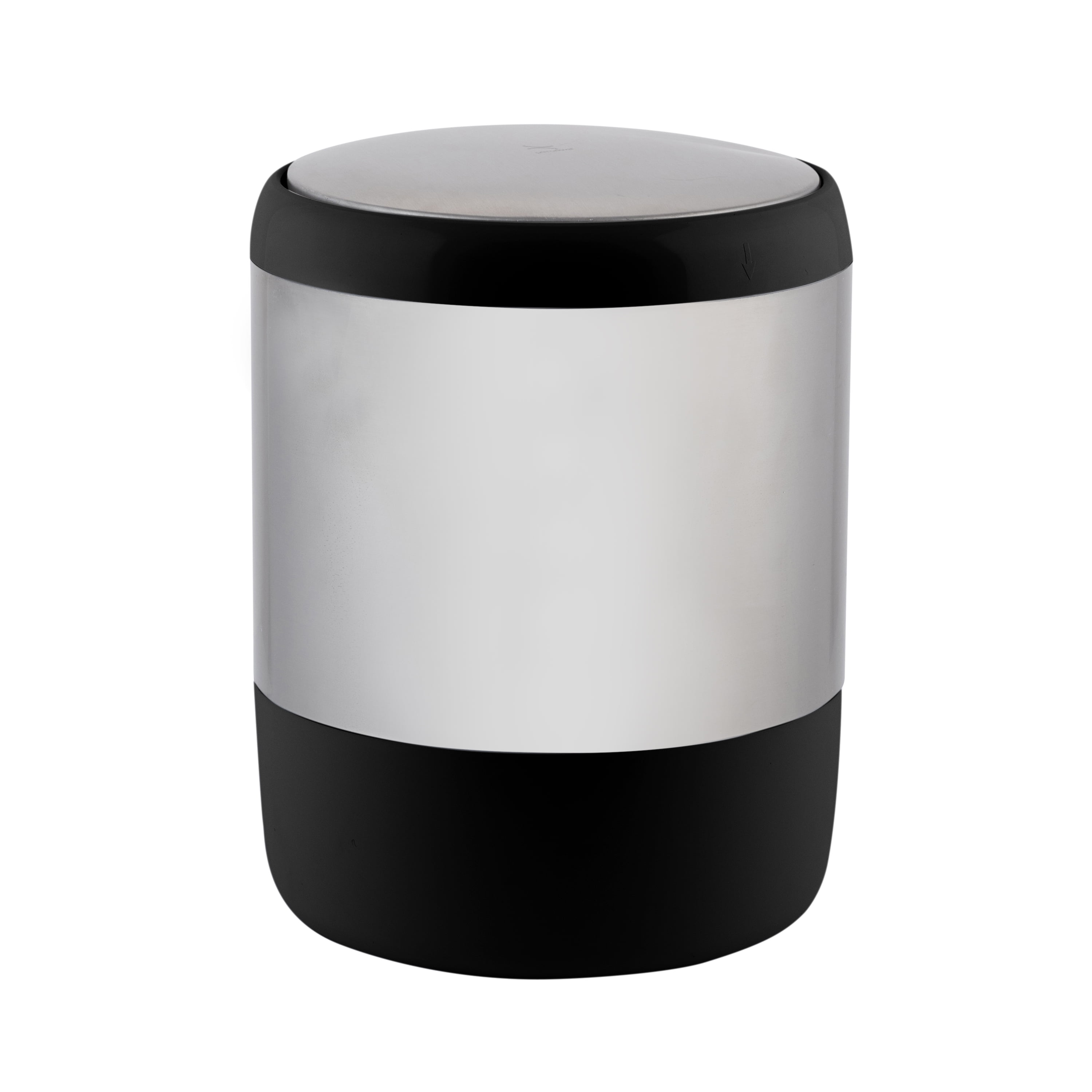 Bath Bliss Smooth Matte Stainless Steel Rotating Lid Waste Bin in Black