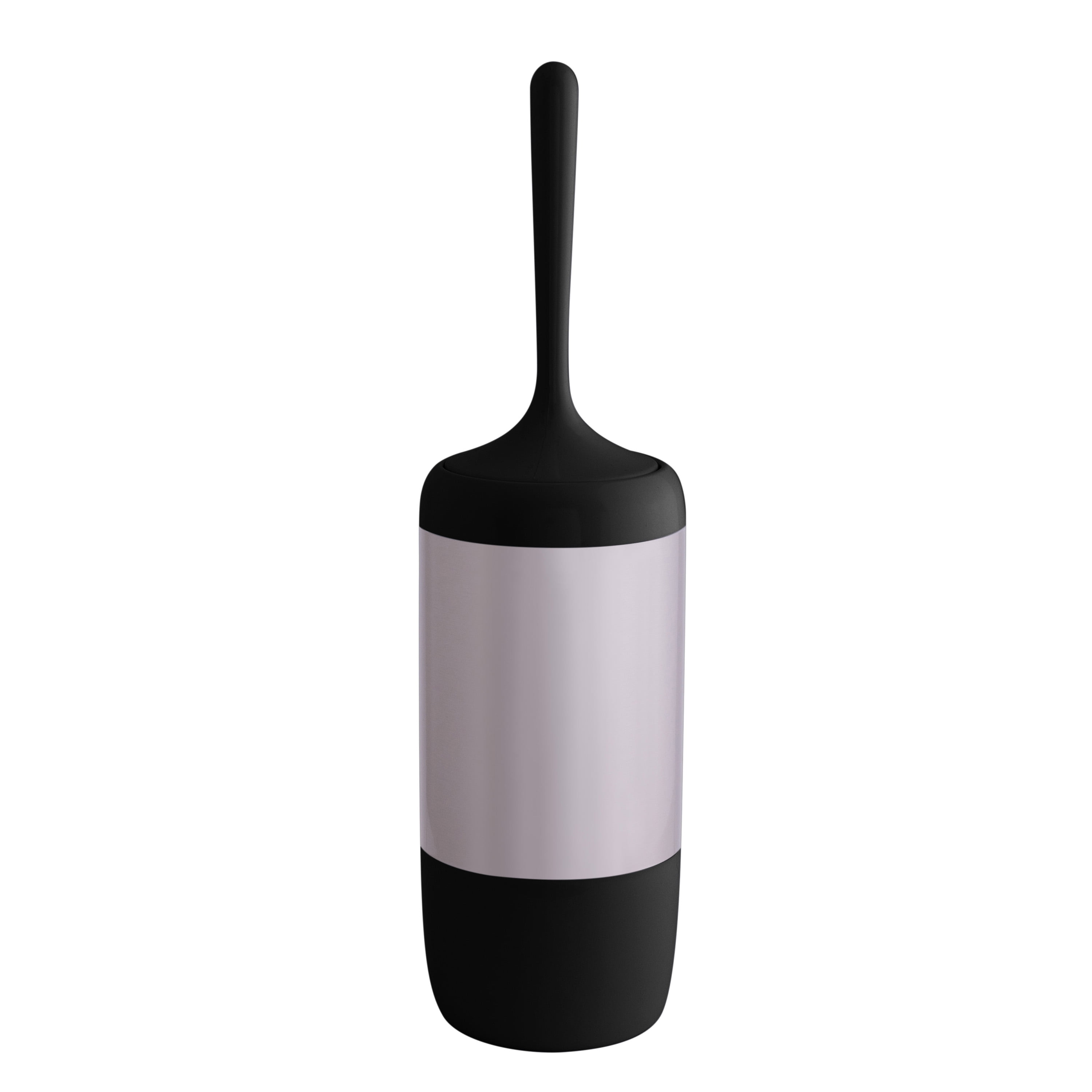 Black and Stainless Steel Toilet Brush & Holder with Matte Finish