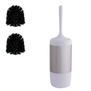 Bath Bliss Smooth Matte Stainless Steel Toilet Brush & Holder with 2 Pack Replacement Brushes in White