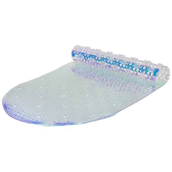 Bath Bliss Soft Oval Iridescent Bath Mat - Skid Resistant PVC With Drain Holes