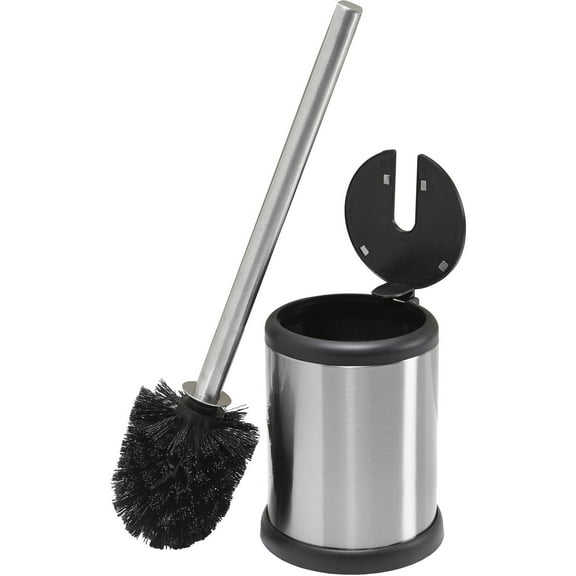 Bath Bliss Stainless Toilet Brush with Closing Lid, Stainless Steel