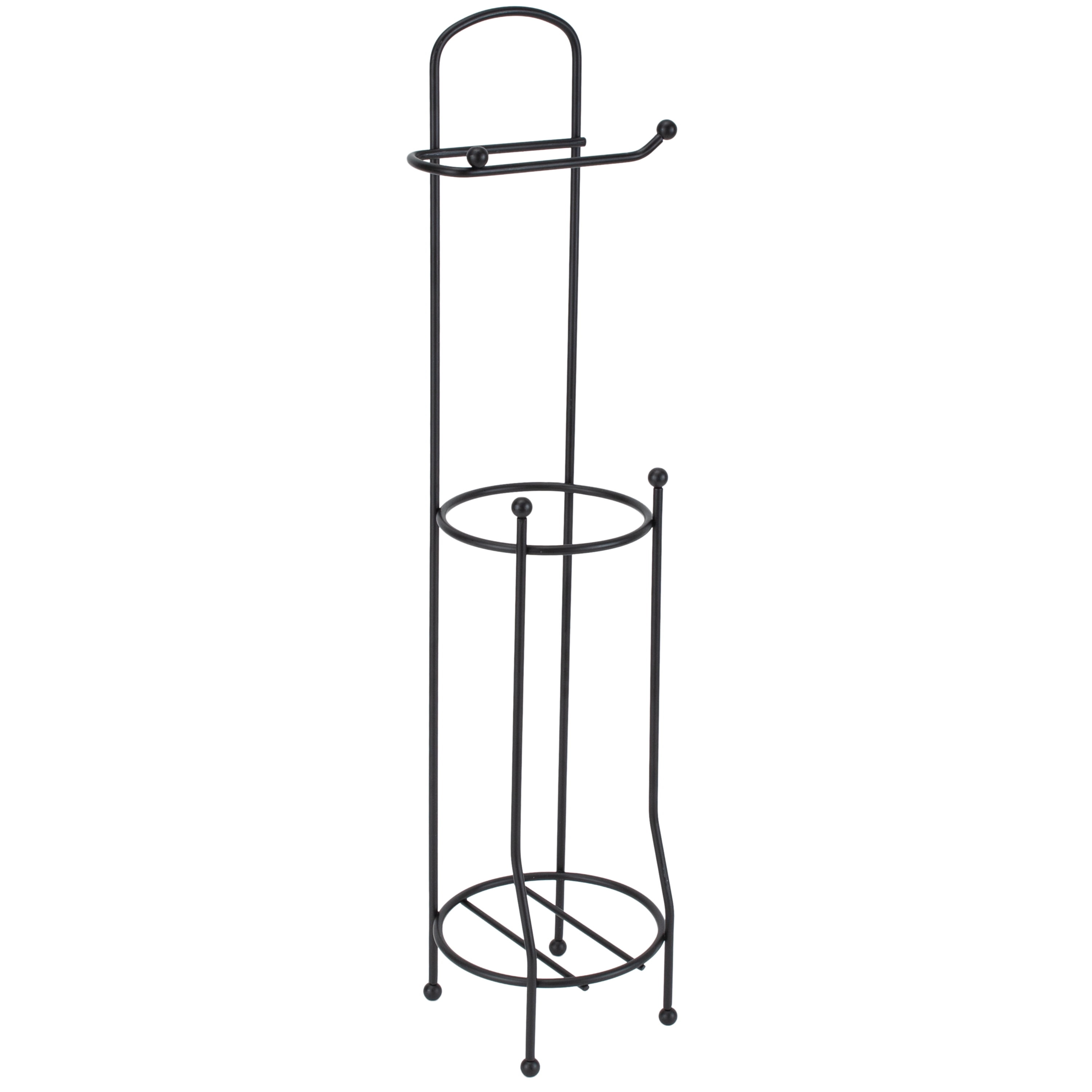 Matte Black Freestanding Toilet Paper Holder with Dispenser