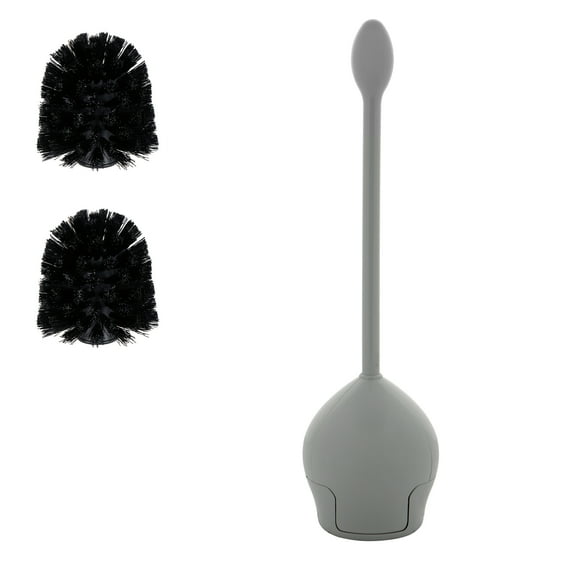Bath Bliss Tulip Toilet Bowl Brush in Grey with 2 Pack Replacement Brushes