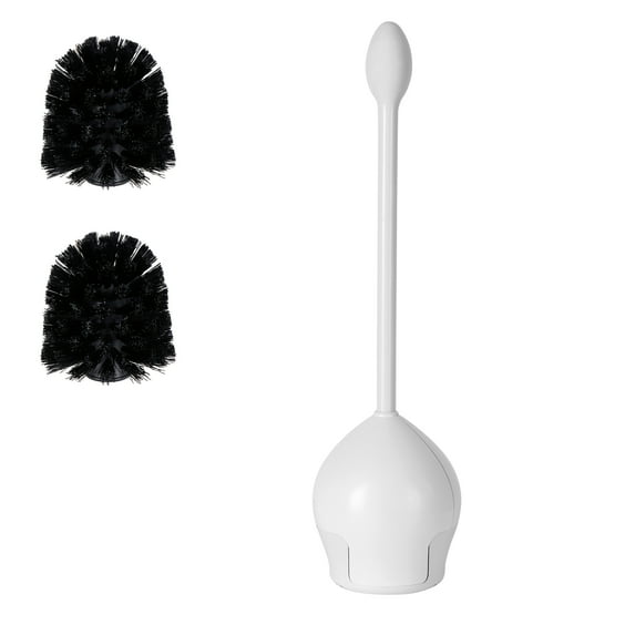 Bath Bliss Tulip Toilet Bowl Brush in White with 2 Pack Replacement Brushes