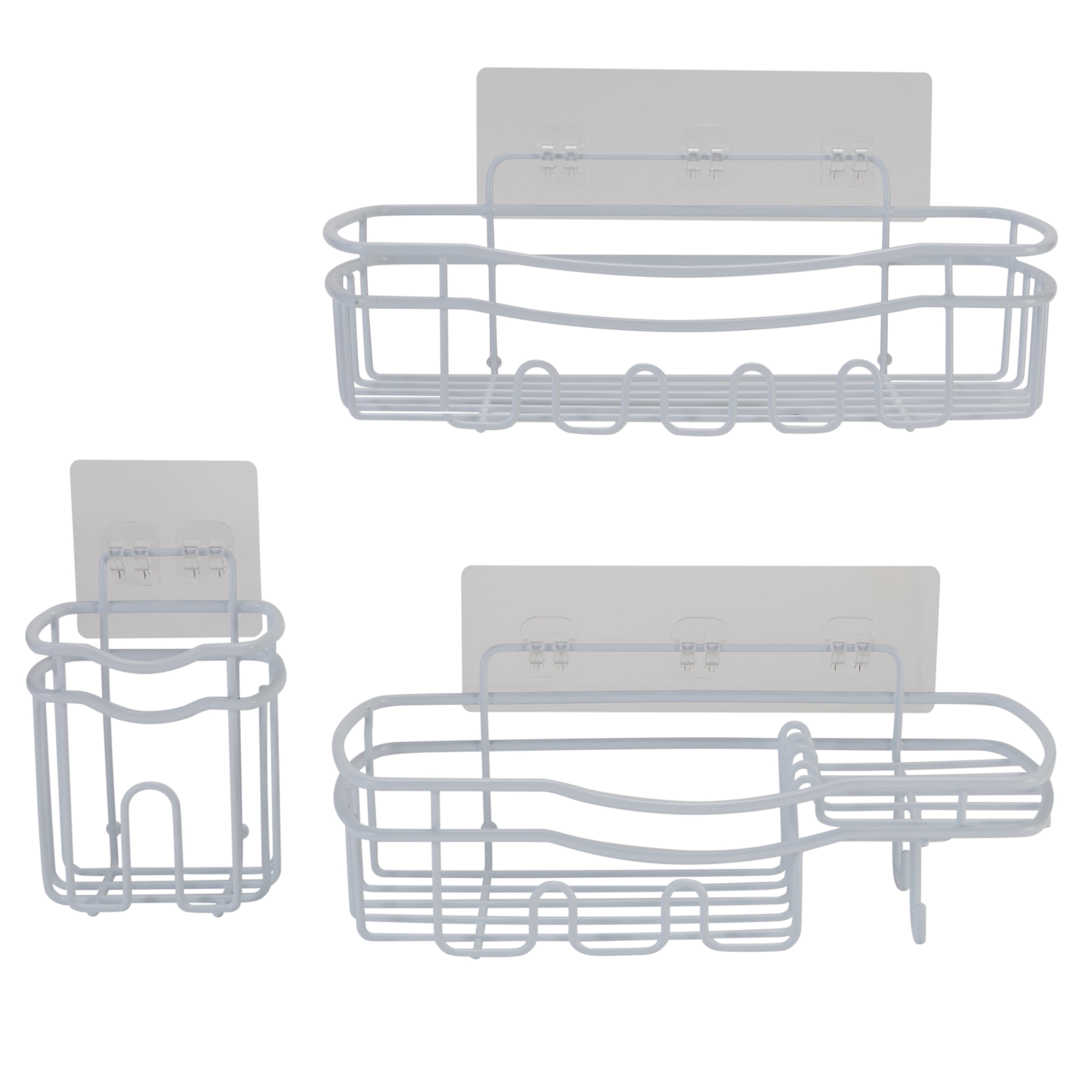 Bath Bliss Ultimate 3 Piece Adhesive Shower Caddy Set in White