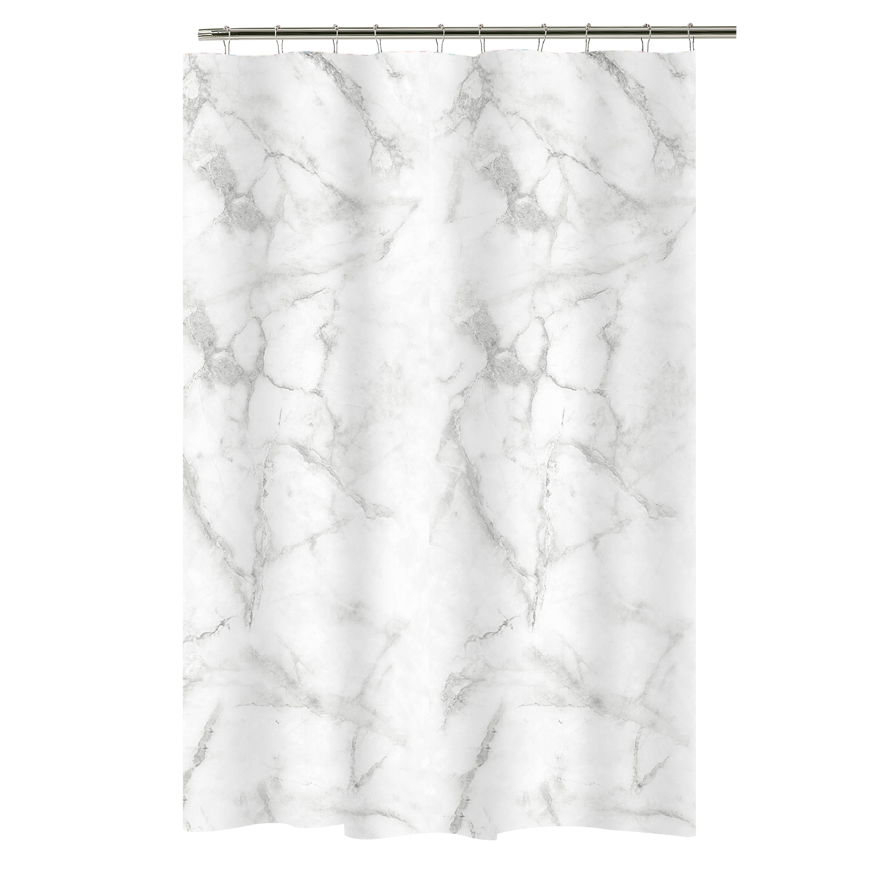 White Marble Design PEVA Vinyl Shower Curtain, 70" x 72"