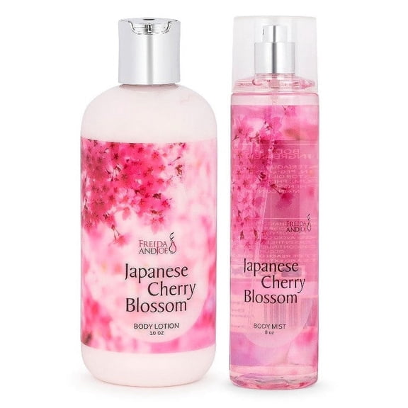 Japanese Cherry Blossom 10oz Body Lotion & 8 oz. Fine Fragrance Body Mist Set Luxury Self-Care Combo for Women, Men & Girls Valentines Gift
