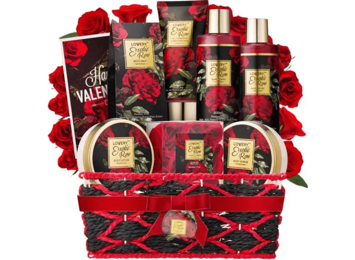 Bath & Body Gift Set, Spa Kit, Exotic Rose Gift Basket, Bday