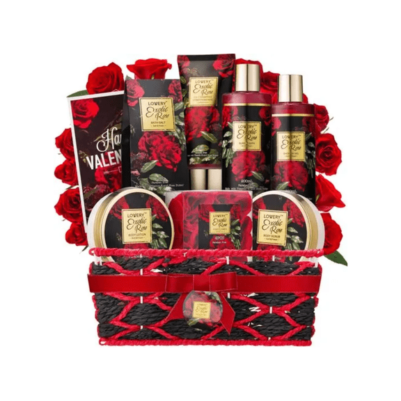 Bath & Body Gift Set, Spa Kit, Exotic Rose Gift Basket, Bday