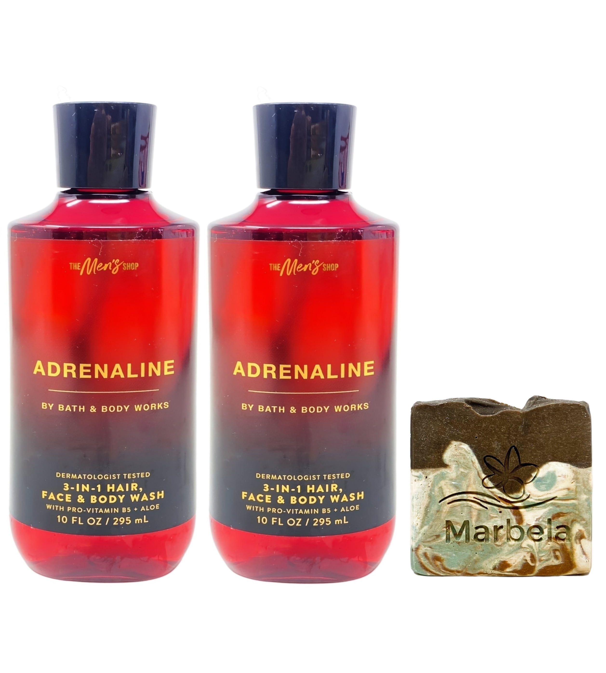 Bath & Body Works 2 Adrenaline 3-in-1 Hair, Face & Body Washes with a Cabin Spice Bar Soap