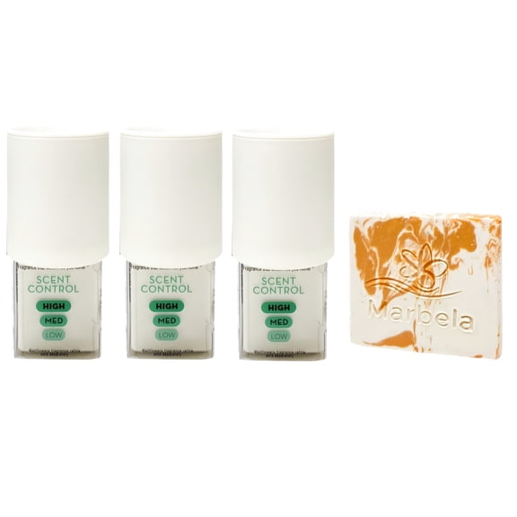 Bath & Body Works 3 White Scent Control Wallflowers Fragrance Plug with a Peach Gardenia Mini Soap