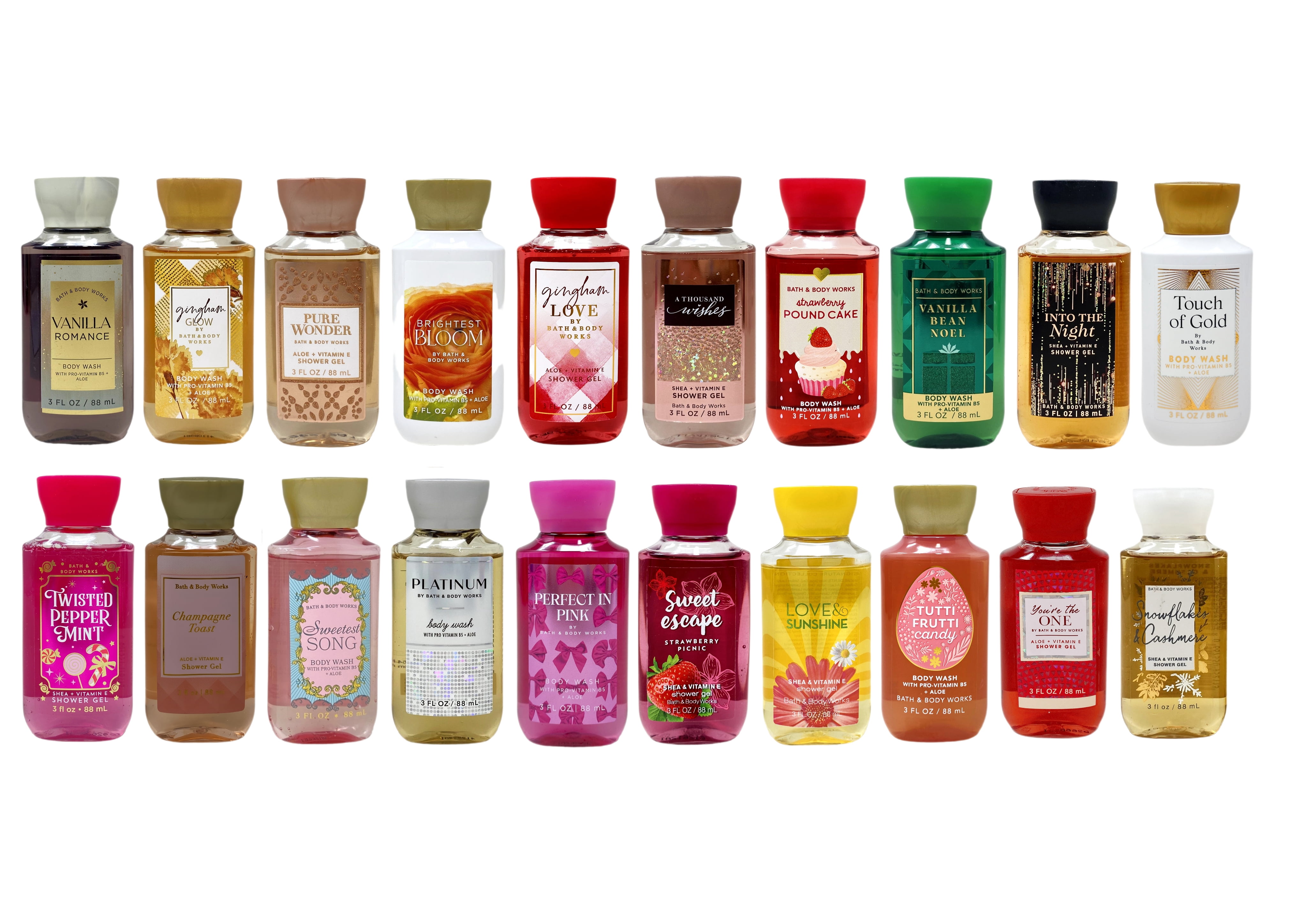 Bath & Body Works 4 Pack Assorted Shower Gel Travel Size Bundle with a Himalayan Salts Springs Mini Soap