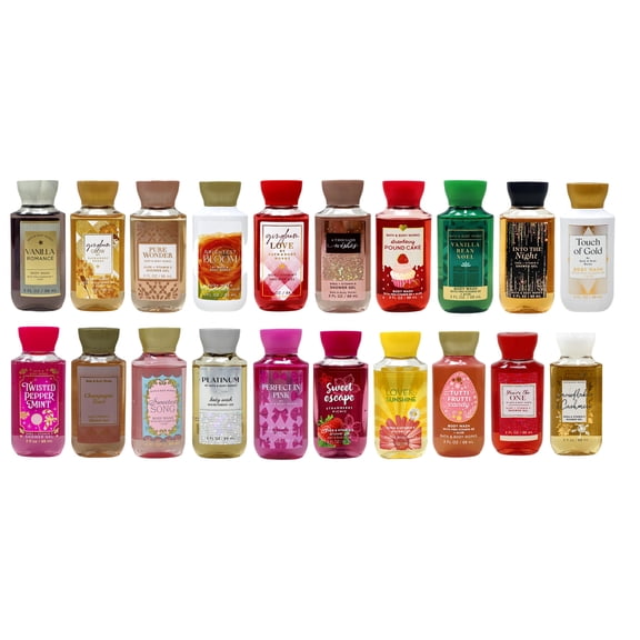 Bath & Body Works 4 Pack Assorted Shower Gel Travel Size Bundle with a Himalayan Salts Springs Mini Soap