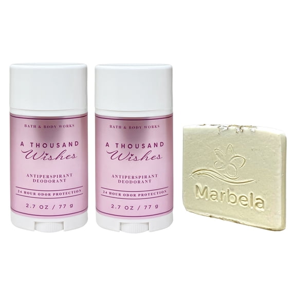 Bath & Body Works A Thousand Wishes 2 Antiperspirant Deodorants with a Natural Oats Sample Soap