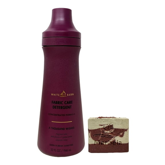 Bath & Body Works A Thousand Wishes Fabric Care Detergent with a Marbela Cherry On Top Bar Soap - Full Size