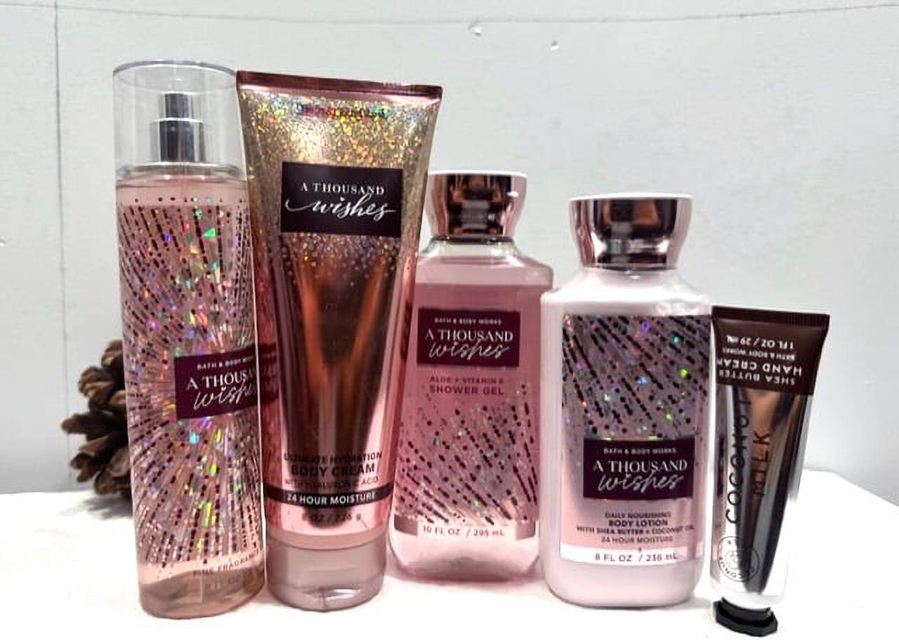 Bath & Body Works A Thousand Wishes Gift Set (Body Shower Gel 10 fl oz, Body Lotion 8 fl oz, Body Cream 8 oz, Fragrance Mist 8 fl oz and Hand Cream 1 fl oz)