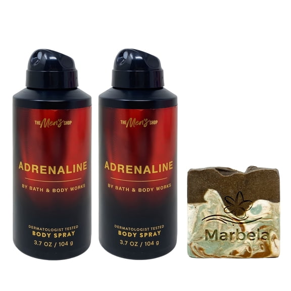 Bath & Body Works Adrenaline 2 Body Sprays with a Cabin Spice Bar Soap