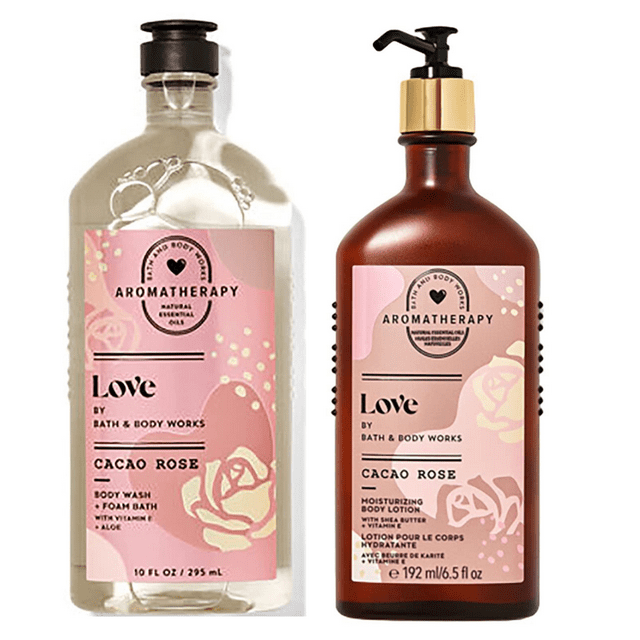 Bath & Body Works Aromatherapy Cacao Rose Body Wash & Lotion