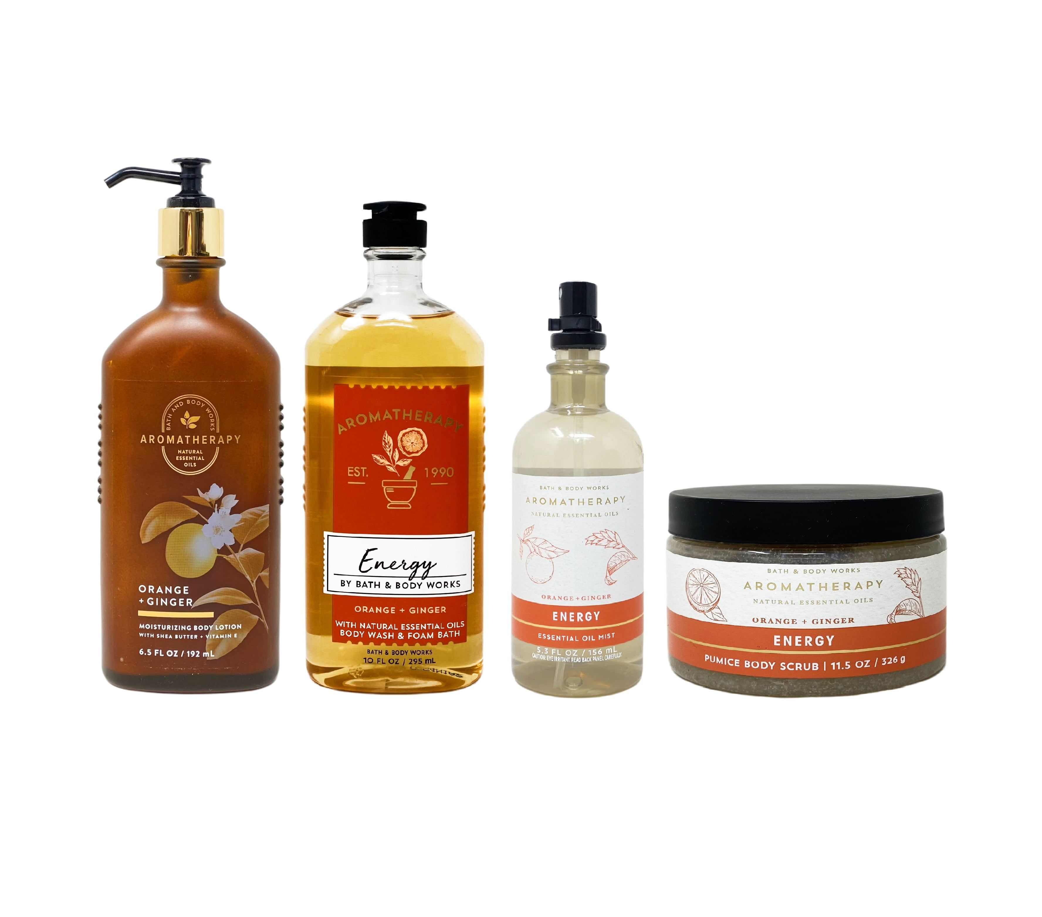 Bath and Body Works Aromatherapy Energy Orange + Ginger 4 Piece Gift