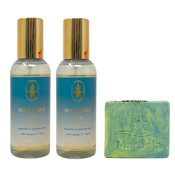 Bath & Body Works Aromatherapy Eucalyptus Pine 2 Essential Oil Perfume Mists with a Fresh Forest Bar Soap