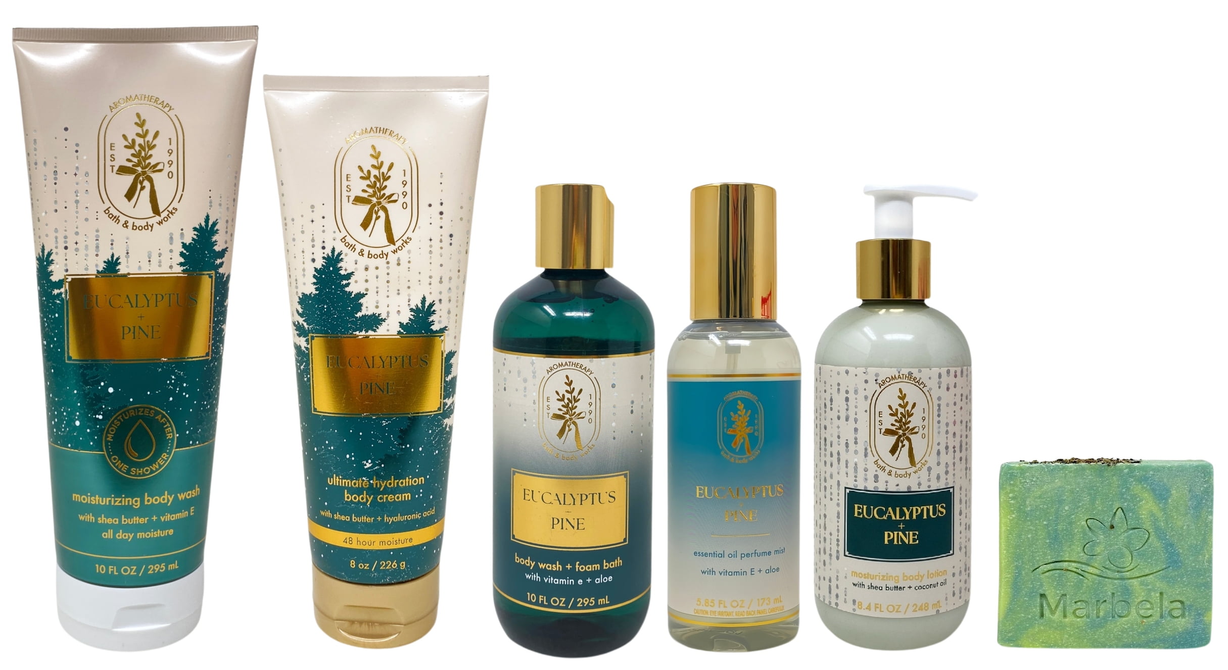 Bath & Body Works Aromatherapy Eucalyptus Pine Moisturizing Body Wash, Ultimate Hydration Body Cream, Body Wash & Foam Bath, Essential Oil Mist and Body Lotion with a Fresh Forest Bar Soap