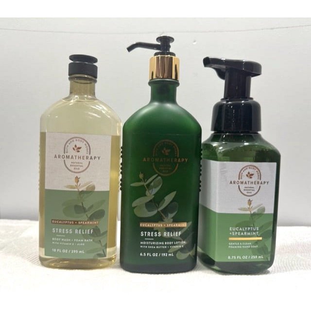 Bath & Body Works Aromatherapy Eucalyptus Spearmint Body Care Trio (Body Lotion, Bath Gel Wash