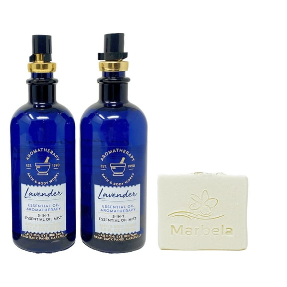 Bath & Body Works Aromatherapy Lavender - Pack of Two - Oil Mist With a Natural Oats Soap.