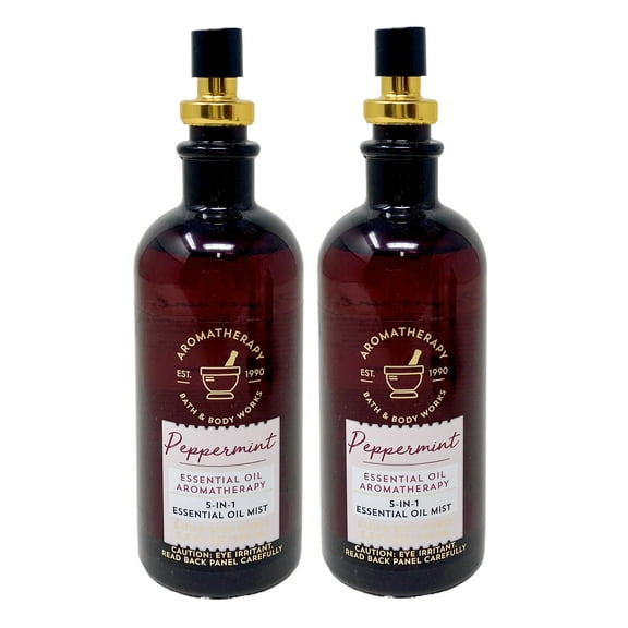 Bath & Body Works Aromatherapy Peppermint - 2 Pack of 5 in 1 Essential Oil Pillow Mist