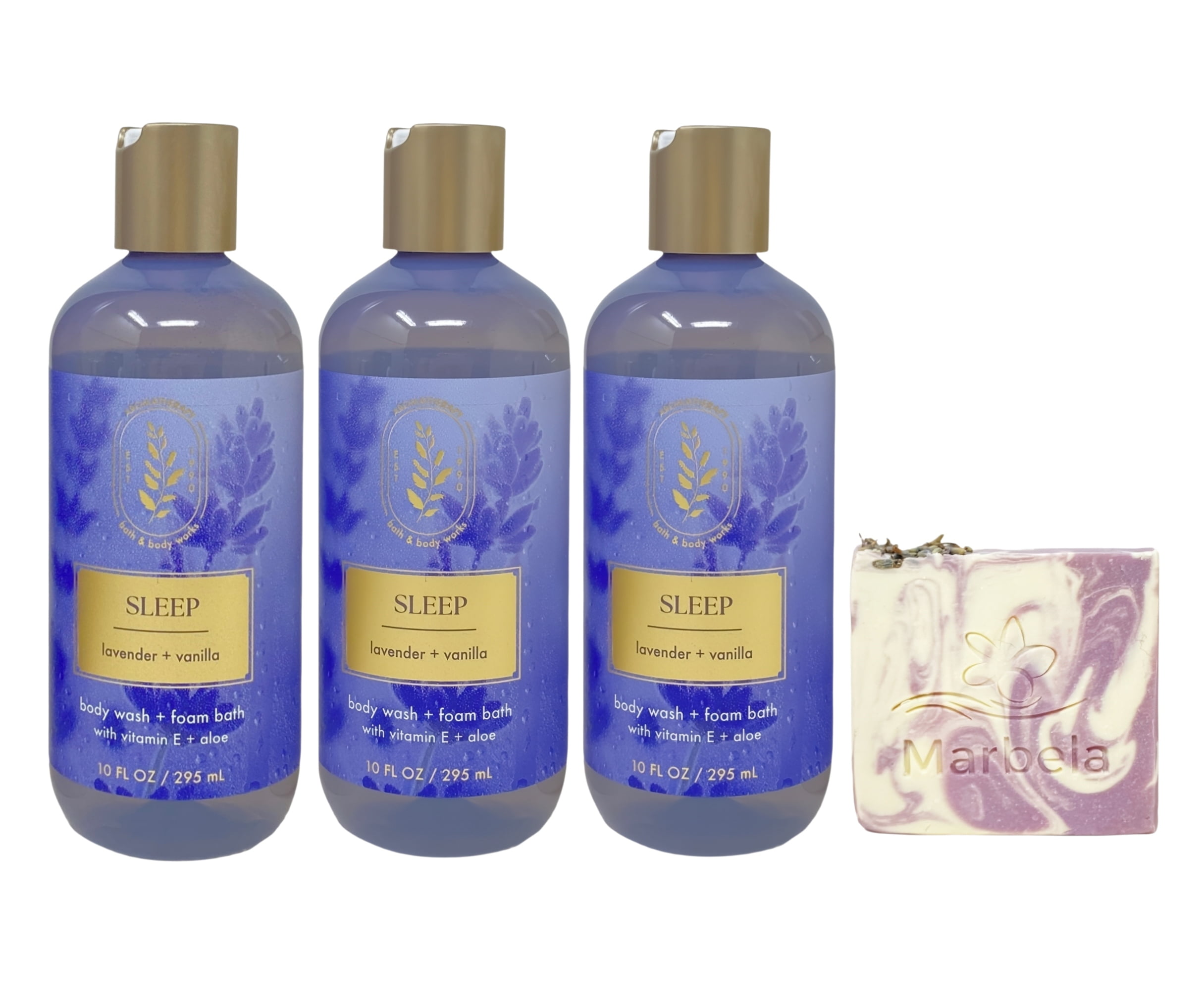 Bath & Body Works Aromatherapy Sleep Lavender + Vanilla 3 Body Wash + Foam Bath with a Lavender Dream Bar Soap