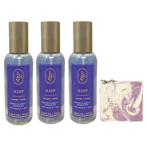 Bath & Body Works Aromatherapy Sleep Lavender + Vanilla 3 Essential Pillow + Perfume Mists with a Lavender Dream Bar Soap