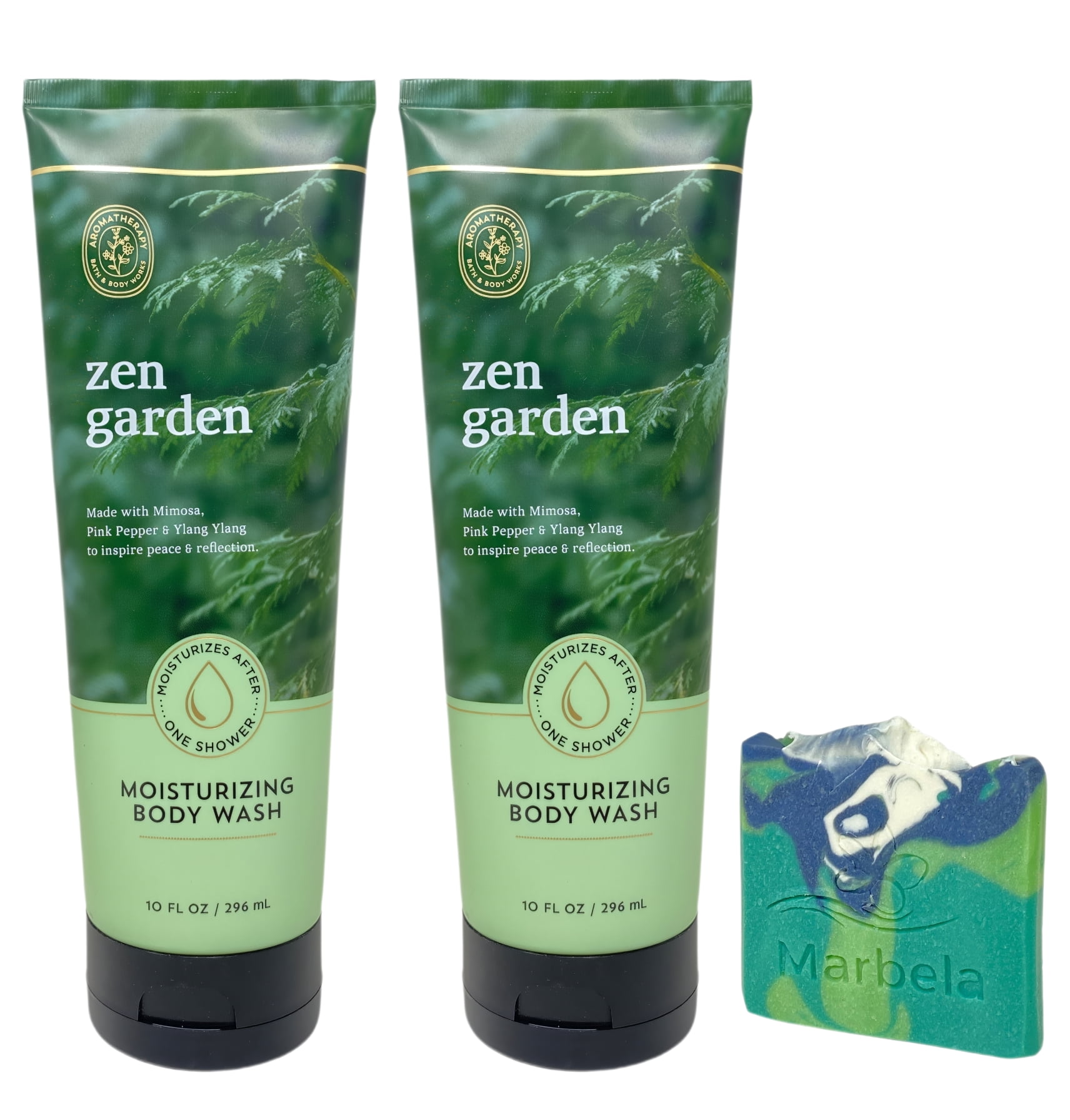 Bath & Body Works Aromatherapy Zen Garden 2 Moisturizing Body Washes with an Aloe Vera Mini Soap