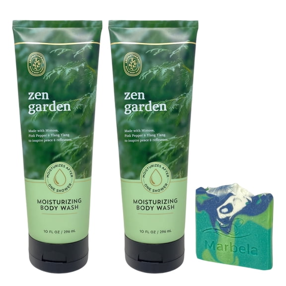 Bath & Body Works Aromatherapy Zen Garden 2 Moisturizing Body Washes with an Aloe Vera Mini Soap