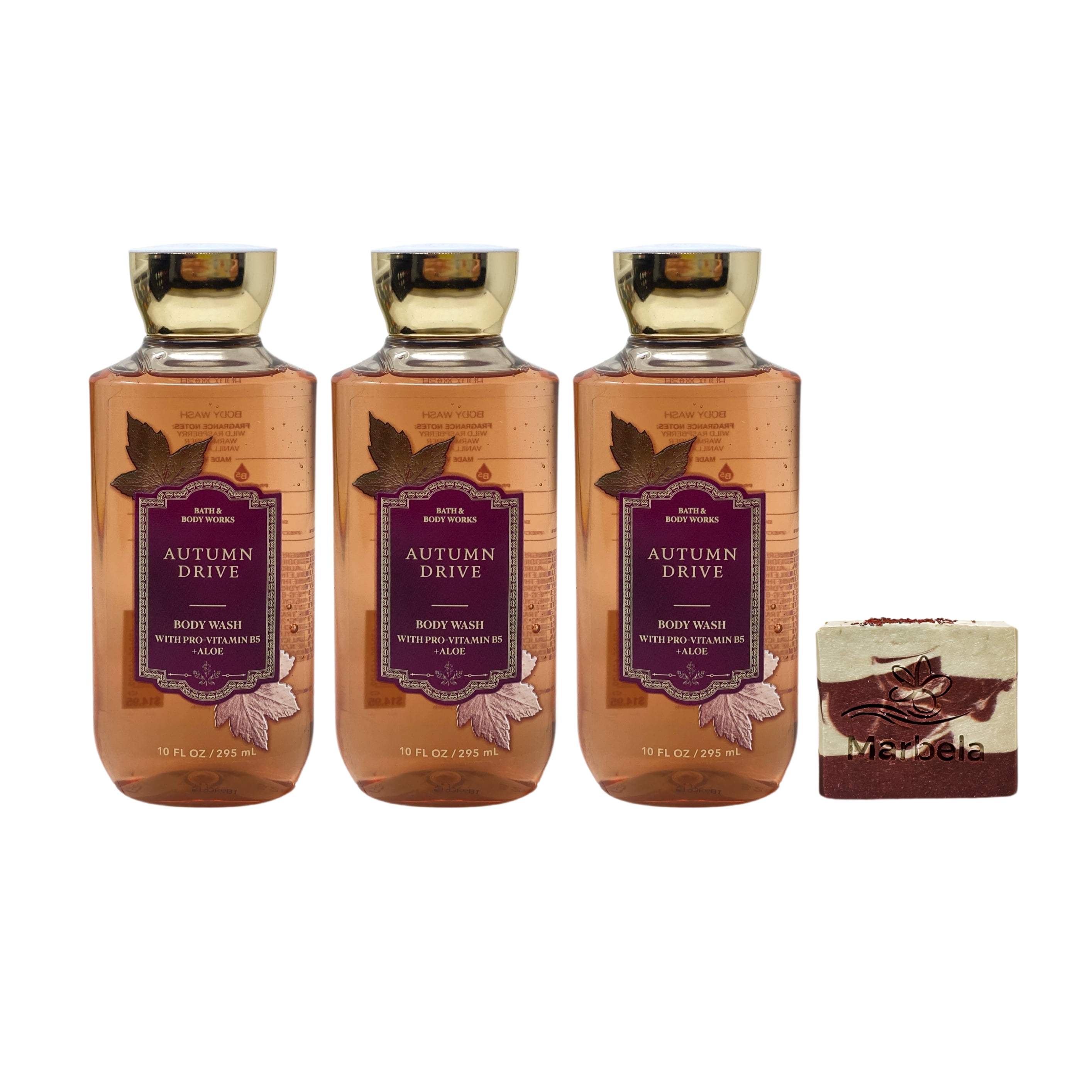 Bath & Body Works Autumn Drive 3 Body Washes with a Cherry on Top Bar Soap