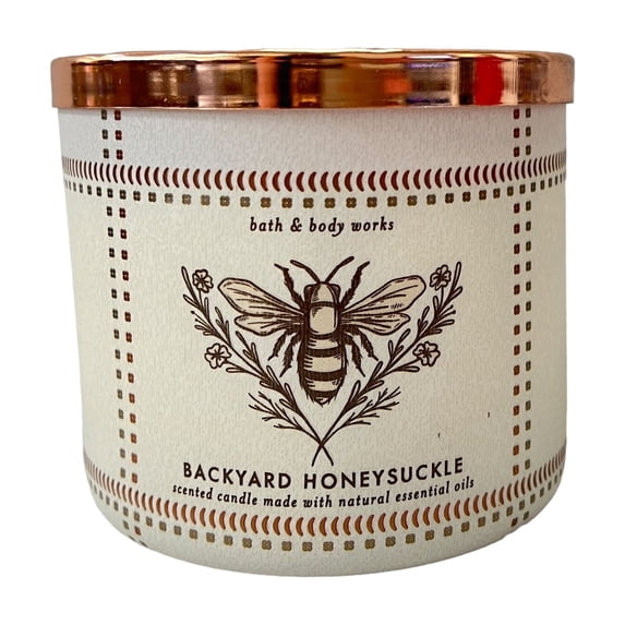 Bath & Body Works Backyard Honeysuckle 3 Wick Scented Candle Retired Scent