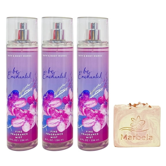 Bath & Body Works Be Enchanted 3 Pack Fragrance Mist Bundle with a Himalayan Salts Springs Bar Soap - Full Size