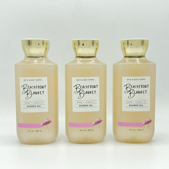 Bath & Body Works Beachfront Blanket 10oz Shea & Vitamin E Shower Gel 3-Pack
