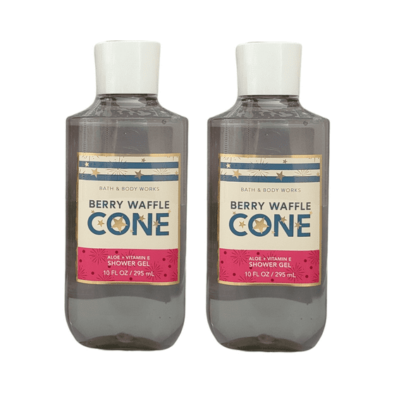 Bath & Body Works Berry Waffle Cone Shower Gel with Vitamin E & Aloe, 10 fl oz Twin Pack